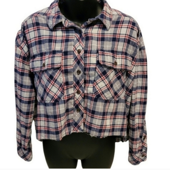 BDG Rayne Flannel Hi Low Button Down Shirt Sz S - Picture 2 of 7